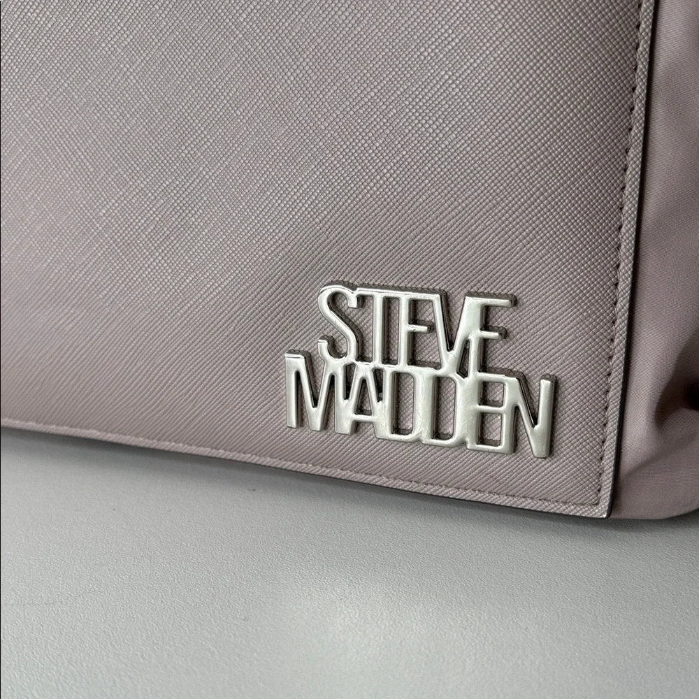 Steve Madden Tan Nylon Backpack with laptop pocket and detachable cosmetic bag
